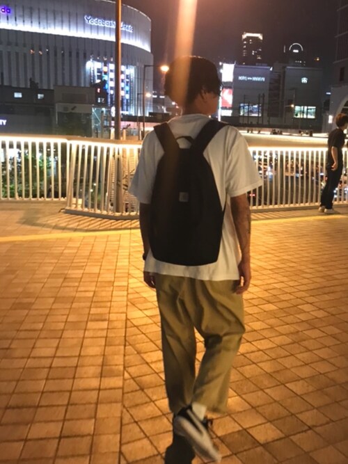 taishi is wearing Carhartt "【Carhartt/カーハート】TRADE BACKPACK"