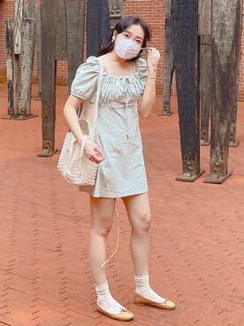 「アイテム（ビーチサンダル、ブラウン系）」を使った、mini_pon_さん（レディース・163cm）の夏コーディネート