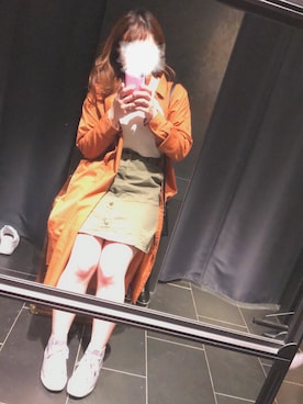 「カーキスカート」｜「アイテム（その他アウター）」を使った、uraraさん（レディース・151cm）の春コーディネート