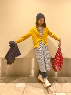 「BEAMS BOY（ビームスボーイ）のアイテム（シャツワンピース）」を使った、sawaaaさん（レディース・157cm）の春コーディネート