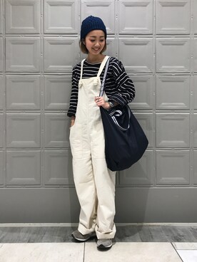 「NEWBALANCE」｜「アイテム（オールインワン・サロペット）」を使った、sawaaaさん（レディース・157cm）の春コーディネート