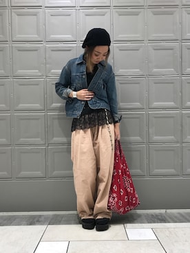 「BEAMS BOY（ビームスボーイ）のアイテム（デニムジャケット）」を使った、sawaaaさん（レディース・157cm）の秋コーディネート