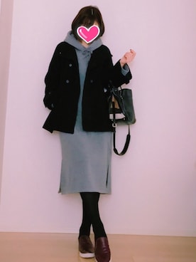 「トートバック」｜「アイテム（スリッポン）」を使った、りんりんさん（レディース・160cm）の冬コーディネート