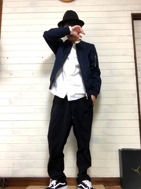 「lot holon（ロットホロン）のアイテム（スラックス）」を使った、tommyさん（メンズ・167cm）の秋コーディネート