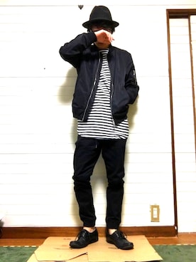 「Lui's（ルイス）のアイテム（MA-1）」を使った、tommyさん（メンズ・167cm）の秋コーディネート