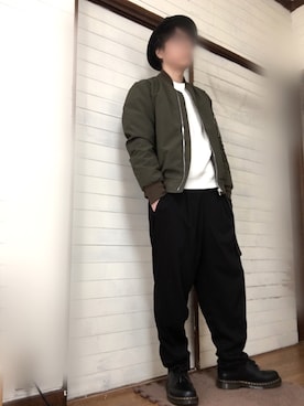 「ADAM ET ROPE'（アダムエロペ）のアイテム（MA-1）」を使った、tommyさん（メンズ・167cm）の冬コーディネート