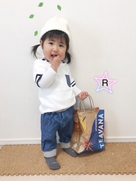 「マリン」｜「アイテム（ニットキャップ/ビーニー）」を使った、A★R さん（キッズ・80cm）の春コーディネート
