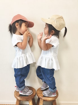 「ぺプラムトップス」｜「アイテム（キャップ）」を使った、A★R さん（キッズ・80cm）の夏コーディネート