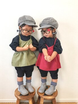 「アイテム（キャミソール）」を使った、A★R さん（キッズ・80cm）の秋コーディネート