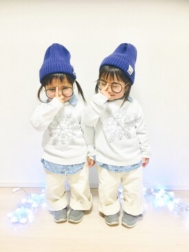 「3can4on（サンカンシオン）のアイテム（帽子）」を使った、A★R さん（キッズ・80cm）の冬コーディネート