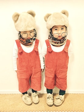 「スヌード」｜「アイテム（オールインワン・サロペット）」を使った、A★R さん（キッズ・80cm）の冬コーディネート