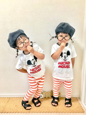 「ミッキーT」｜「アイテム（ハンチング/ベレー帽）」を使った、A★R さん（キッズ・90cm）の夏コーディネート