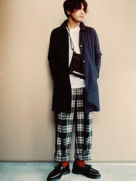 「タッセルローファー」｜「アイテム（ステンカラーコート）」を使った、kami.さん（メンズ・172cm）の冬コーディネート