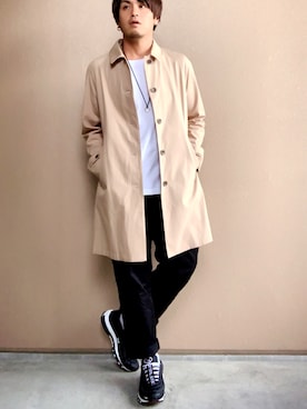 「URBAN RESEARCH Sonny Label（アーバンリサーチサニーレーベル）のアイテム（ステンカラーコート）」を使った、kami.さん（メンズ・172cm）の春コーディネート