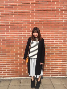 「travel」｜「アイテム（ノーカラージャケット）」を使った、Latteさん（レディース・155cm）の冬コーディネート