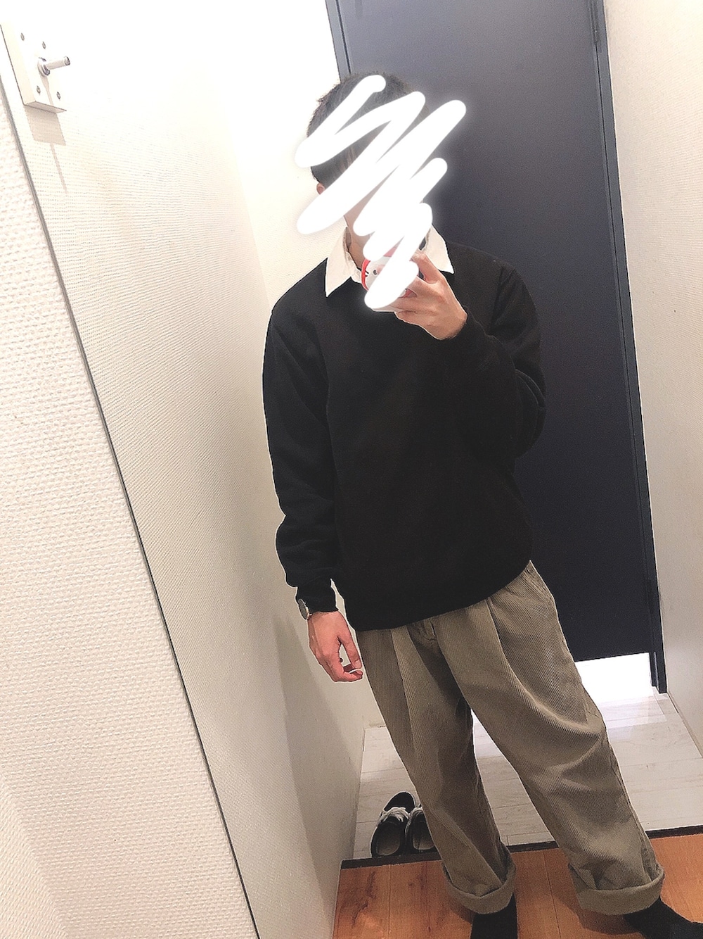 「秋冬コーデ、シンプルコーデ、古着」｜「GUのアイテム（スウェット、ブラック系）」を使った、ようさん（メンズ・169cm）の秋コーディネートの1枚目の写真