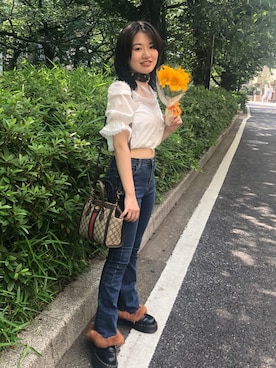 「ヘソだし」｜星野りよんさん（レディース・152cm・20代）の夏コーディネート
