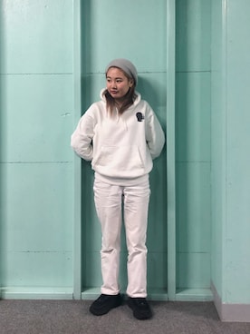 「ハイウエストストレートジーンズ」｜星野りよんさん（レディース・152cm）の冬コーディネート