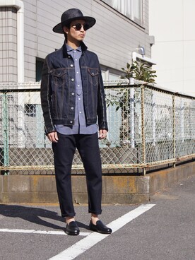 「JUNYA WATANABE MAN（ジュンヤワタナベマン）のアイテム（デニムジャケット）」を使った、UNDERPASSさん（メンズ・172cm）の冬コーディネート