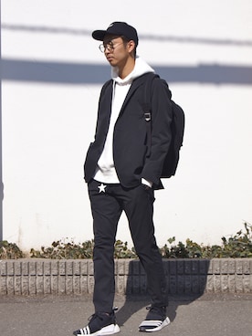 「SOPHNET.（ソフネット）のアイテム（テーラードジャケット）」を使った、UNDERPASSさん（メンズ・172cm）の春コーディネート