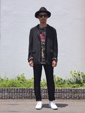 「COMME des GARCONS HOMME（コム デ ギャルソン・オム）のアイテム（ジャケット/アウター）」を使った、UNDERPASSさん（メンズ・172cm）の夏コーディネート