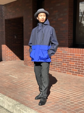 「COMME des GARCONS HOMME（コム デ ギャルソン・オム）のアイテム（ジャケット/アウター）」を使った、UNDERPASSさん（メンズ・172cm）の冬コーディネート
