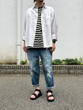 「N.HOOLYWOOD（N.ハリウッド）のアイテム（トップス）」を使った、UNDERPASSさん（メンズ・172cm）の夏コーディネート