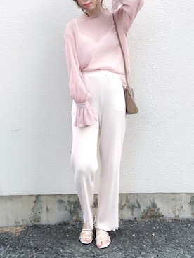 「リブニットパンツ」｜kaoruさん（レディース・158cm）の春コーディネート