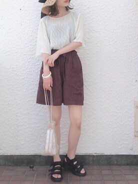 「Crisp（クリスプ）のアイテム（帽子）」を使った、kaoruさん（レディース・158cm）の夏コーディネート