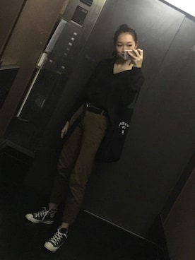「PULL&BEAR（プルアンドベア）のアイテム（バッグ）」を使った、害怕青蛙さん（レディース・174cm）の秋コーディネート