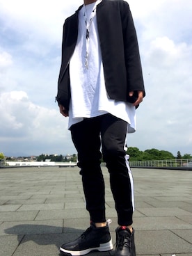 「ロング丈」｜「アイテム（MA-1）」を使った、mukaさん（メンズ・179cm）の春コーディネート
