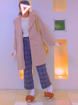 「one after another NICE CLAUP（ワンアフターアナザーナイスクラップ）のアイテム（チェスターコート）」を使った、まいはまゆめの♡さん（レディース・167cm）の冬コーディネート
