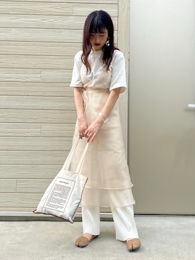 「THEATRE PRODUCTS（シアタープロダクツ）のアイテム（トートバッグ）」を使った、yuriさん（レディース・160cm）の夏コーディネート