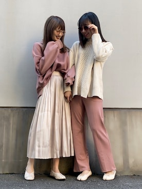 「アイテム（スウェット、ピンク系）」を使った、yuriさん（レディース・160cm）の秋コーディネート