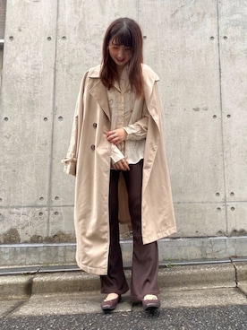 「柄シャツ」｜「アイテム（トレンチコート）」を使った、yuriさん（レディース・160cm）の春コーディネート