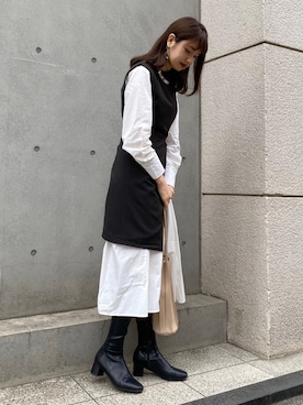 「レザー」｜「アイテム（シャツワンピース）」を使った、yuriさん（レディース・160cm）の秋コーディネート