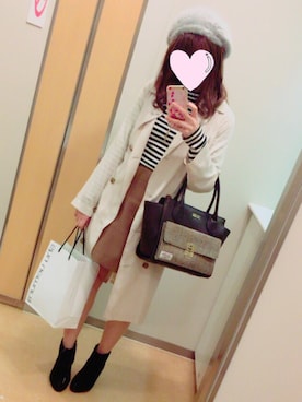 「DISCOAT（ディスコート）のアイテム（トレンチコート）」を使った、miyuさん（レディース・157cm）の冬コーディネート