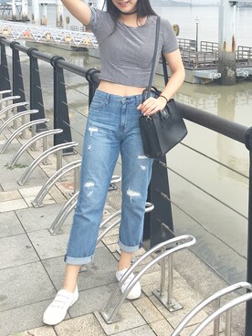 「CLATHAS（クレイサス）のアイテム（ハンドバッグ）」を使った、Jessicaさん（レディース・171cm）の秋コーディネート