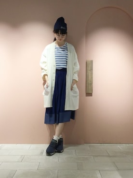 「プリーツ」｜「アイテム（ノーカラージャケット）」を使った、ぴのこさん（レディース・172cm）の春コーディネート