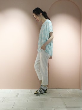 「アイテム（チュニック）」を使った、ぴのこさん（レディース・172cm）の夏コーディネート