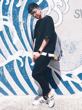 「SQUAD（スクアッド）のアイテム」を使った、柯波波さん（メンズ・170cm）の秋コーディネート