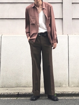 「Yves Saint Laurent（イヴサンローラン）のアイテム（パンツ）」を使った、Tanaka Ikkoさん（メンズ・186cm）の春コーディネート
