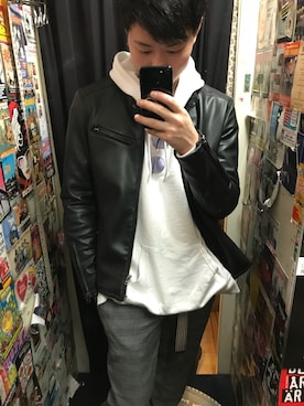 「BACK NUMBER（バックナンバー）のアイテム（ライダースジャケット）」を使った、あっしゅさん（メンズ・173cm）の秋コーディネート