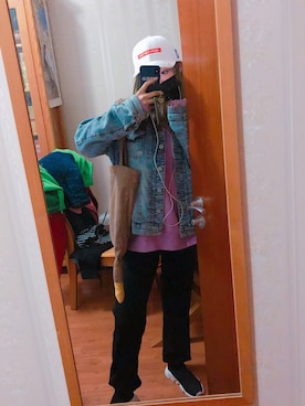 「NBA（エヌビーエー）のアイテム（帽子）」を使った、Cocoaaa  Liiさん（レディース・162cm）の秋コーディネート