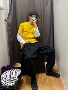 「日系极简」｜「アイテム（その他シューズ）」を使った、橙尧尧_さん（メンズ・173cm）の秋コーディネート