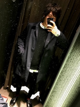 「アイテム（ステンカラーコート）」を使った、Akihi   Nakayama.さん（メンズ・176cm・10代）の冬コーディネート
