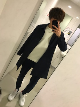 「アイテム（ステンカラーコート）」を使った、Akihi   Nakayama.さん（メンズ・176cm・10代）の春コーディネート