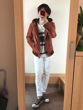 「サマーニット」｜「アイテム（ブルゾン）」を使った、シンヤさん（メンズ・165cm）の春コーディネート