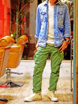 「Ron Herman（ロン ハーマン）のアイテム（パンツ）」を使った、mar-☆さん（メンズ・170cm）の秋コーディネート