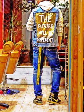 「off white（オフホワイト）のアイテム（ベルト）」を使った、mar-☆さん（メンズ・170cm）の秋コーディネート